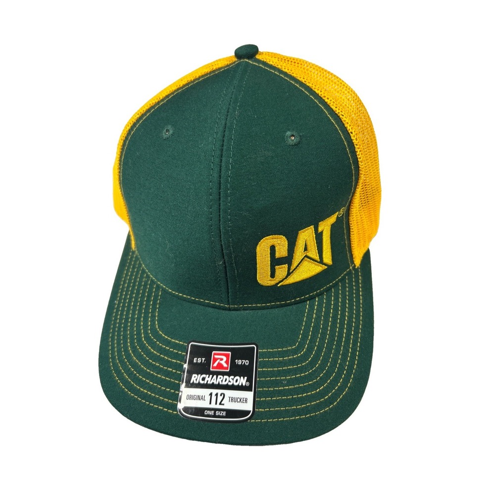 Caterpillar CAT Equipment Richardson Green Gold Snapback Trucker Mesh Cap/Hat